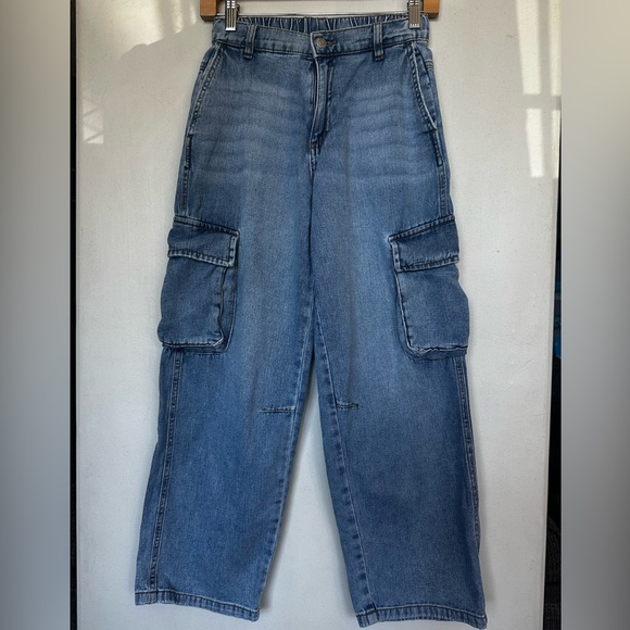 Zara Denim Cargo Flare Jeans - Picture 3 of 12